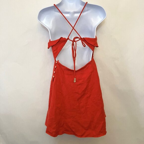 Free People More Than a Mini Dress Coral Orange Gauze Cotton Small Boho Beach - Picture 6 of 12